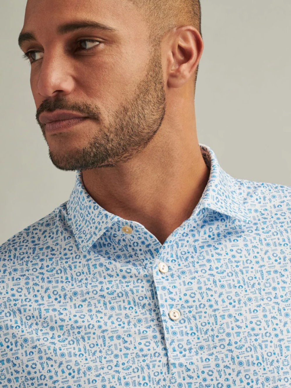 Peter Millar Men's Large White Toga Party Performance Jersey Polo MSRP $115